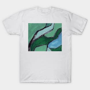 Abstract Oil Painting 2c9 Teal Cerulean Sapphire T-Shirt